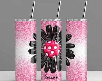 Personalized Pickleball Name Tumbler, Pickleball Gift, Pickleball Water Bottle, Pickleball Player Gift, Pickleball Mom Gift, Daisy Lover