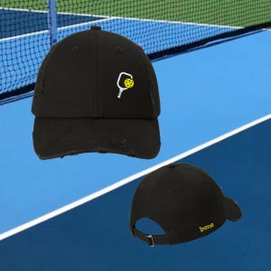 Personalized Embroidered Pickleball Hat: Distressed Cotton Twill