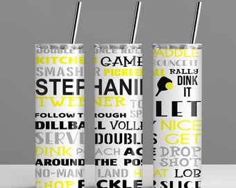 Personalized Pickleball Tumbler, Custom Pickleball Name Cup, Pickleball Gift, Personalized Tumbler Cup Gift, Pickleball Terms