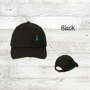 Custom Ovarian Cancer Awareness Hat Ovarian Teal Ribbon Hat Ovarian Cancer Support Gift Chemo Hat Ovarian Cancer Support Squad