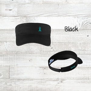 Custom Ovarian Cancer Awareness Visor, Teal Ribbon Hat, Ovarian Cancer Support Gift, Fight Ovarian Cancer, Ovarian Cancer Support Squad