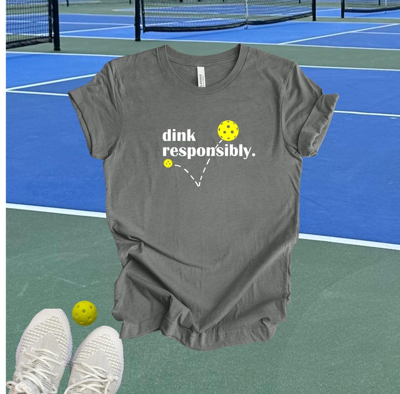 Dink Responsibly Pickleball Tshirt, Funny Pickleball Gift Deep H Grey (YB)