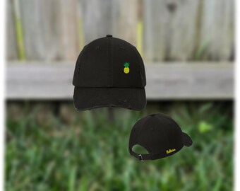 Custom Embroidered Pineapple Baseball Hat, Pineapple Cap, Summer Hat, Pineapple Distressed Hat, Vacation Pineapple Hat, Hawaii Beach Hat