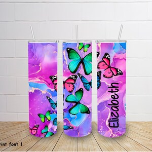 Personalized Butterfly Tumbler, Butterfly Lover Gift, Purple Butterfly Tumbler, Custom Butterfly Skinny Tumbler