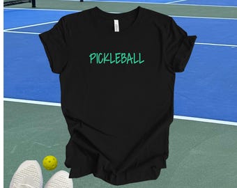 Pickleball Print T-Shirt, Soft Comfy Tee