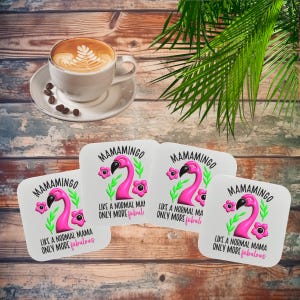 Flamingo Coasters, Flamingo Mama, Funny Flamingo Drink Gift, Flamingo Home Decor, Gift For Mom, Gift For Her