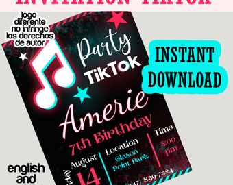 Tik Tok Invitation Etsy