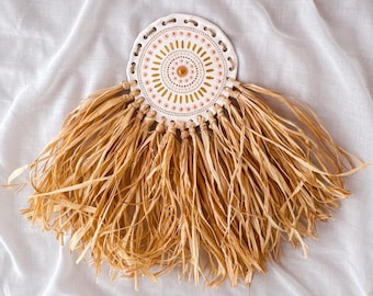 Handmade Aboriginal Wall Hanging – Clay & Raffia Artwork – Indigenous Home Décor by Kyralee Shields
