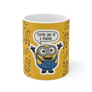 Minion Mug, Funny Coffee Cup, Despicable Yellow Cartoon Character, Cute Movie Lover Gift, Ceramic Tea Mug, Office Desk Decor