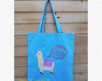 LLAMA In GLASSES Home Goods Large Reusable Tote Shopping Bag 