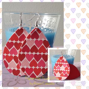 Hearts faux leather earrings - Valentine&#39;s Day earrings- Faux leather- Light weight - Pendientes corazones - San Valentín