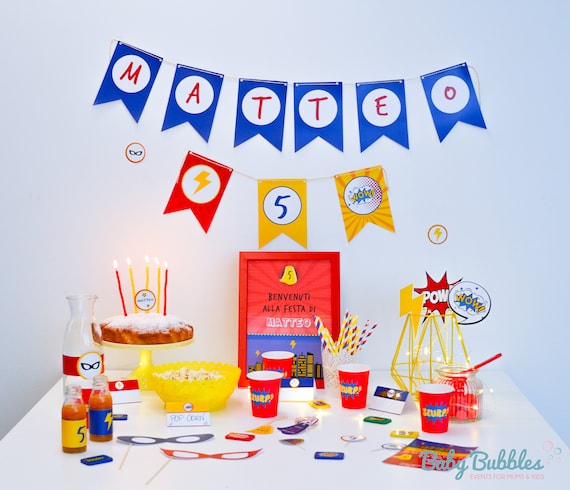 Party Kit Compleanno Supereroe Supereroi DIGITALE Superhero Superheroes  Party Kit DIGITAL - .de