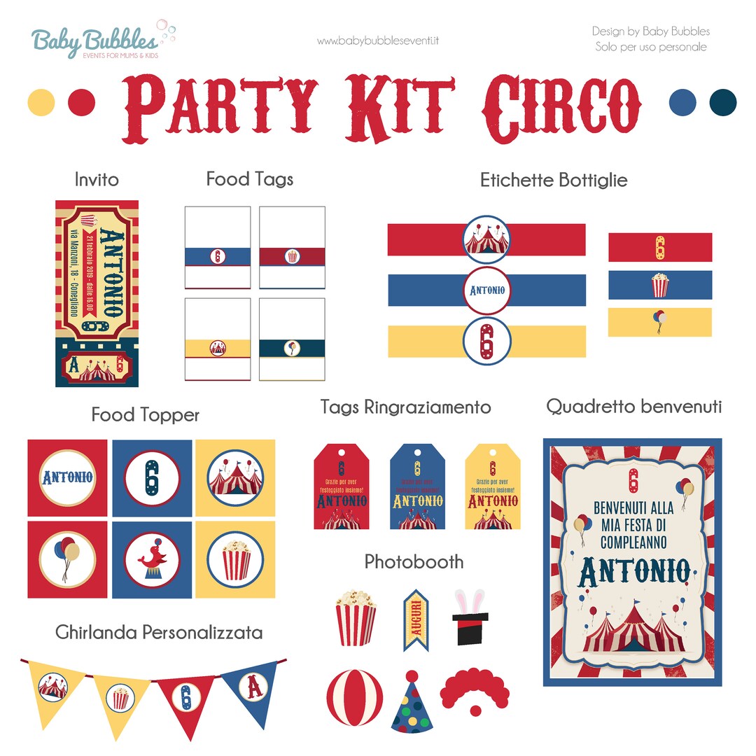 Party Kit Compleanno Circo DIGITALE Circus Birthday Party Kit DIGITAL -   Hong Kong