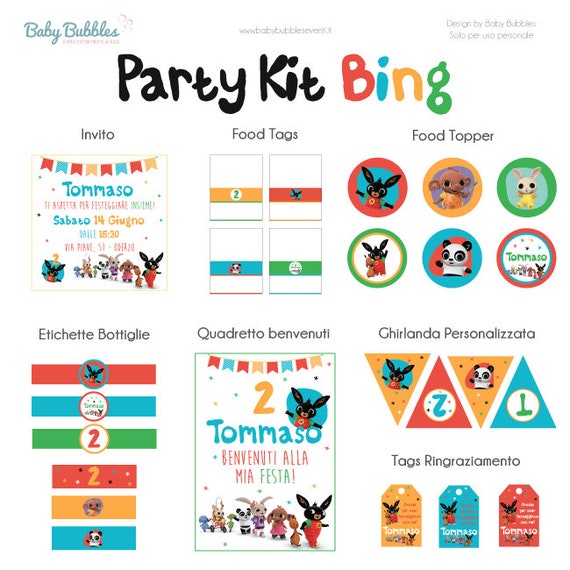 Party Kit Birthday Theme DIGITAL Bing-bing Birthday Party Kit Digital 
