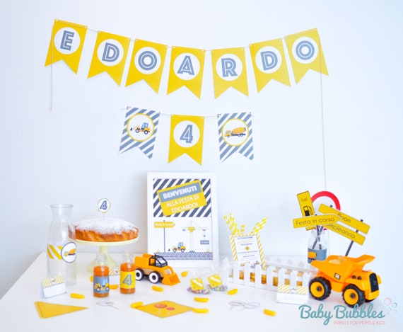 Party Kit Compleanno Cantiere DIGITALE Truck Birthday Party