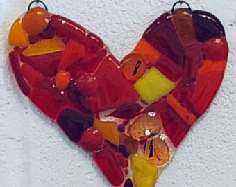 Fused Glass Hanging Heart