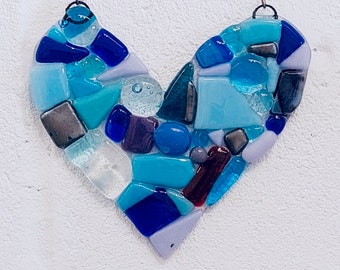 Fused Glass Heart Suncatcher/ Decorative Hanging - Birthday, Gift, just for you