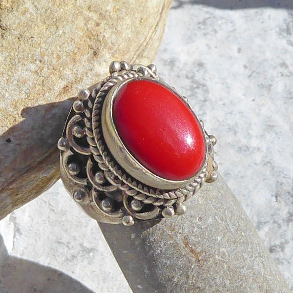 Bague Chandra dentelle corail