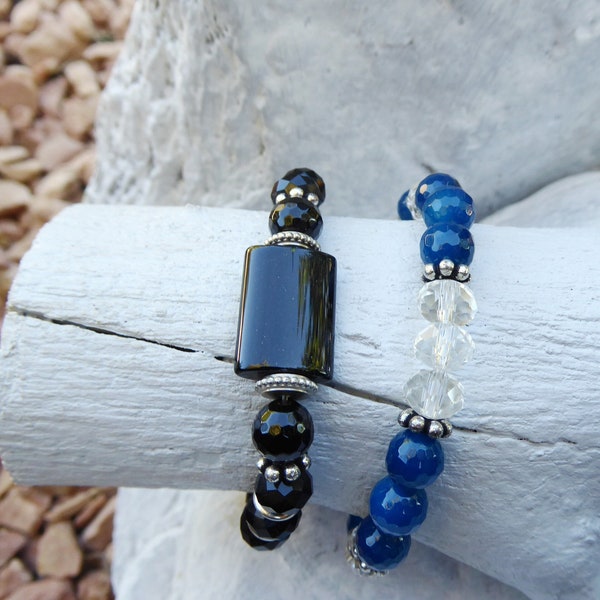 Bracelets fantaisie bleu ou noir