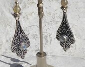 Labradorite diamond earrings