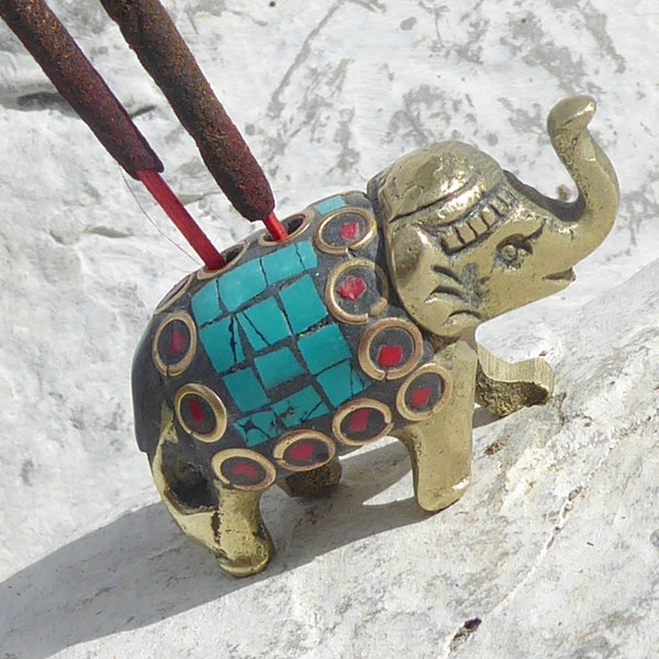 Duo d'éléphants colorés porte-encens