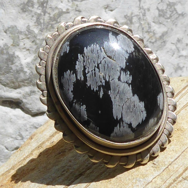 Bague dentelle obsidienne mouchetée