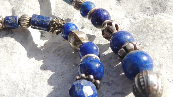 Bracelet lapis lazuli cut stones - image 6
