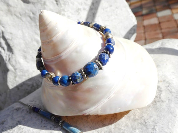 Bracelet lapis lazuli cut stones - image 7