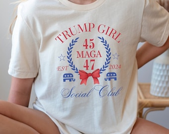 Trump girl shirt, coquette bow Trump shirt, cute Trump shirt for women, soft girl Trump shirt