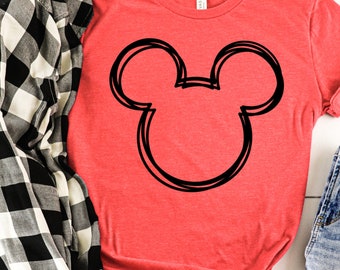 Mickey outline shirt, Disneyworld tee, minimal Disney shirt, Disneyland matching family shirts