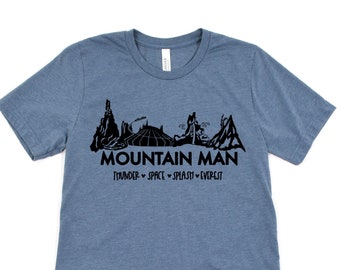 Disney mountain man shirt, DISNEYWORLD shirt for men, splash mountain, space mountain, Thunder mountain, Mt. Everest shirt