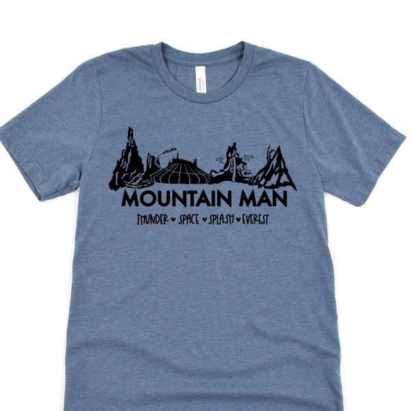 Disney mountain man shirt, DISNEYWORLD shirt for men, splash mountain, space mountain, Thunder mountain, Mt. Everest shirt