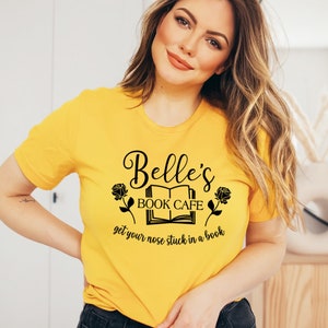 Belle shirt, graphic tee for women, Beauty and the Beast shirt, Belle's BOOK CAFE, Belle's book shop