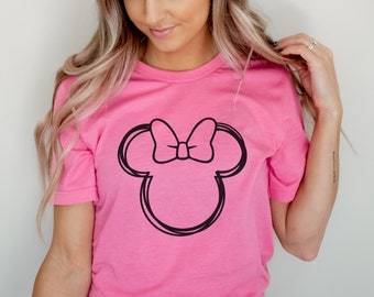 Disney shirt, Minnie bow outline shirt, Disneyworld shirt, Disneyland shirt, Minnie Mouse group shirt