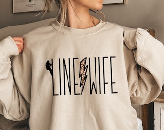 Lineman wife leopard sweatshirt, Linewife women's sweatshirt, lineman wife gift, lineman wife secret sister gift, Mother's Day gift