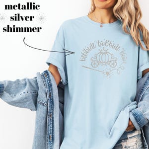 Disney Cinderella Bibbidi Bobbidi Boo Shirt, Comfort Colors Silver Shimmer Carriage Tee, Disneyland Matching Family