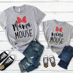 Mama mouse mini mouse shirt set, Mommy and Me shirts, RED BOW mama mouse matching shirts, Disney family shirts