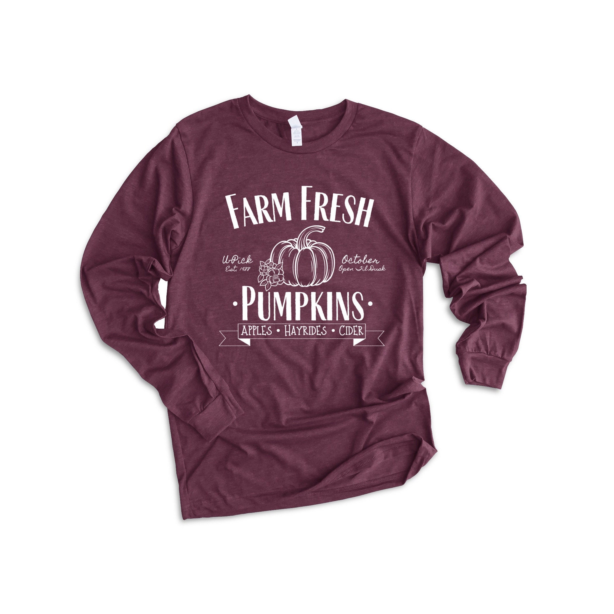 Discover Farm fresh pumpkins long sleeve shirt, Floral boho pumpkin tee, Fall long sleeve shirt, Pumpkin patch long sleeve shirt