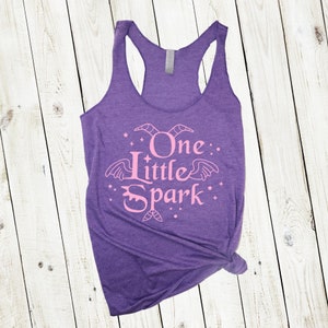 One little spark tank top, women's Disney tank top , Disney tank top, Figment tank top-PINK graphic