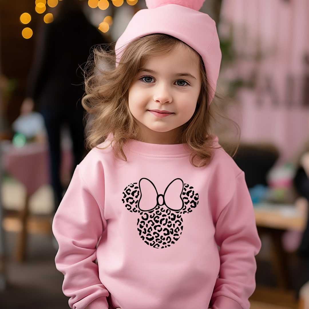 Toddler Disney Sweatshirt, Leopard Minnie Sweater With Bow, Girls