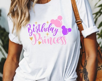 Birthday princess shirt, Disney birthday shirt for girls, women Disney birthday shirt, Mickey balloons, Disney princess bday