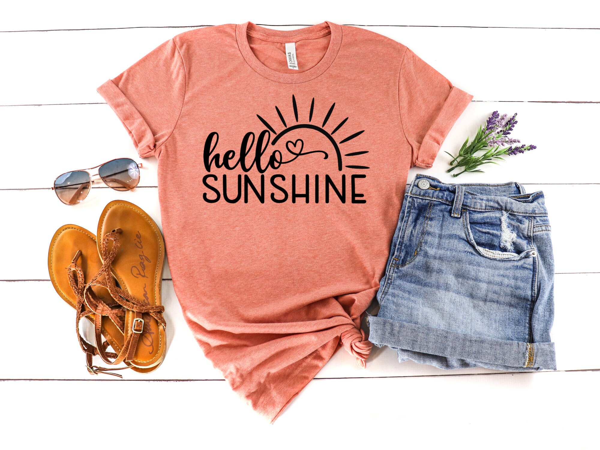 T-shirt for women hello sunshine shirt summer shirt beach | Etsy