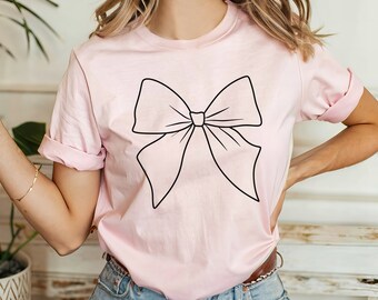 Coquette bow shirt, soft girl era tshirt, pink bow tee, girly girl, cute pretty shirt