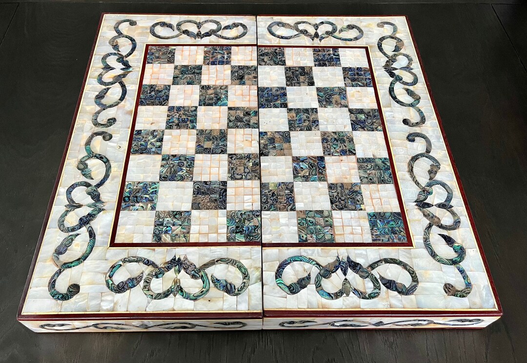 Multipurpose Backgammon Chess Checkers Vintage Mosaic - Etsy