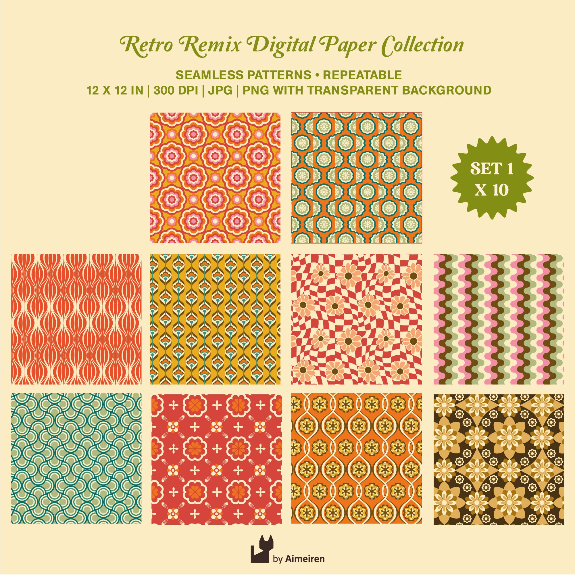 70s-inspired Retro Patterns Design | Seamless | Repeatable | Groovy ...