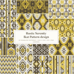 Splendore di serenità rustica / Design senza tempo con motivo Ikat digitale con motivo a piedi di drago / Modello senza cuciture per uso personale e commerciale