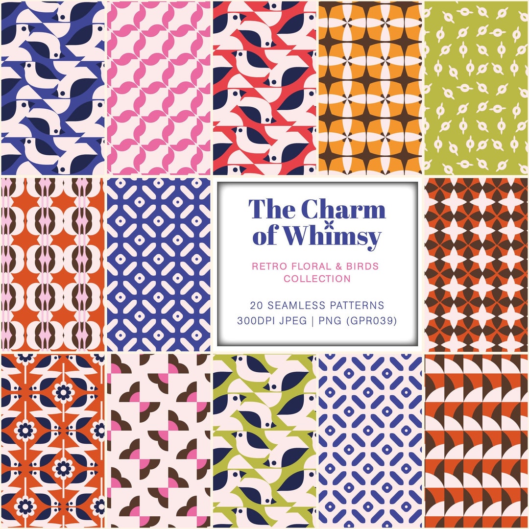 High Resolution Whimsy Patterns The Charm of Whimsy Retro Style Floral Digital Paper | Whimsical ...