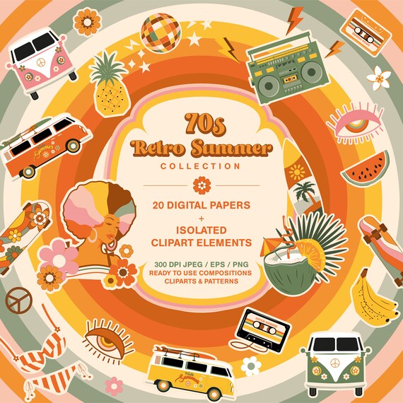 Set of 20 Retro Summer Seamless Patterns Plus Isolated - Etsy