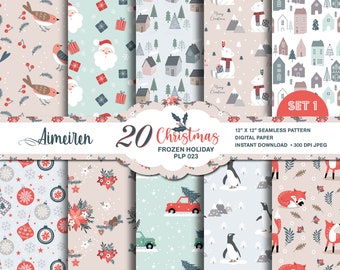 Christmas Digital Paper: Winter Holiday Patterns (Digital Download)
