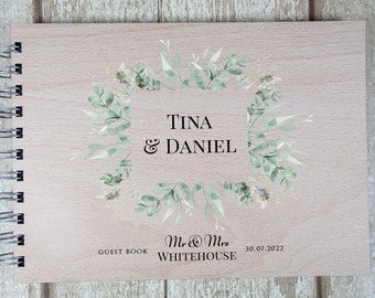 Personalised Wedding Guest Book White Guest Book Eucalyptus